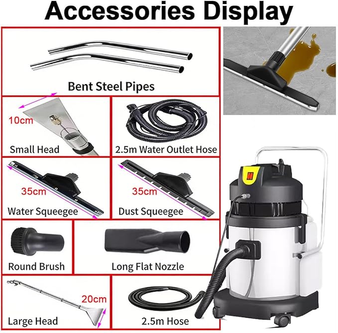 Industrial Carpet Cleaner Machine Commercial Portable Floor Vacuum 360° Smooth-Rolling Wheels Bottom Drainage Hole for HotelsGuesthousesDry CleanersOfficesCleaning Companies 20L