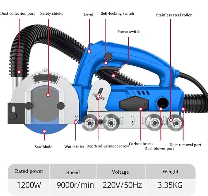 Portable Tile Grout Cleaning Machine 1200W Electric Joint Cleaner with Tool Set 9000RPM Self Vacuum Tile Open Machine for Home Office Renovation Remodeling