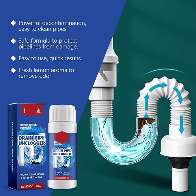 Drain Pipe Cleaner for Bathroom and Kitchen - Unclog Drains Remove Grease &amp Odors Safe &amp Easy to Use(2PCS)
