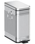 Small Bathroom Trash Can with Lid Soft Close 6L / 1.6 Gallon Stainless Steel Garbage Can with Step Pedal &amp Odor Control Slim Trash Bin for Toilet Office Bedroom - Sliver