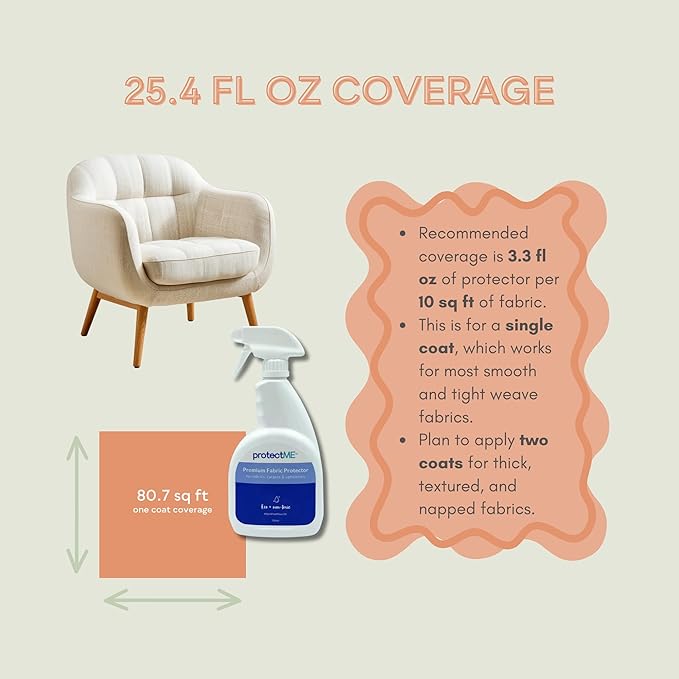 Fabric Protector and Stain Resistant Spray - Upholstery Fabric Spray for Stain Guard for Carpet Shoes Couch Sofa - Non Toxic Water Based Furniture Protector - 25.4 Fl. Oz.