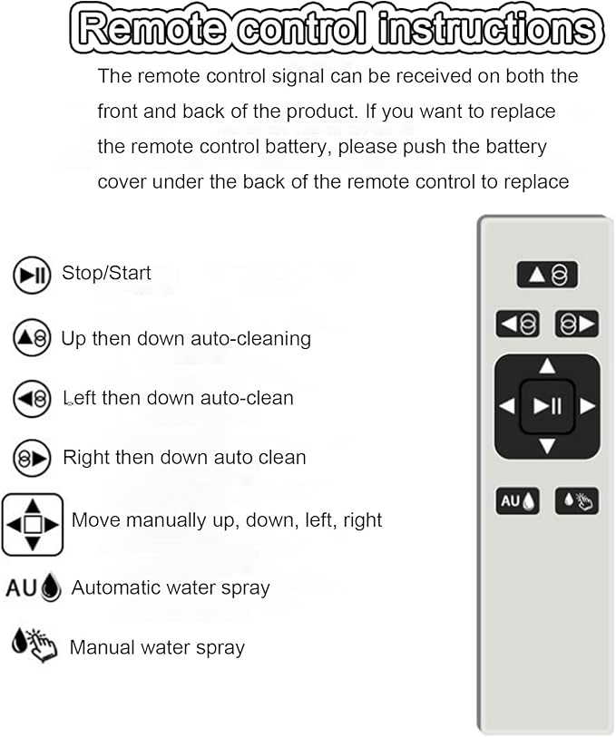 Window Cleaning Robot Automatic Water Spray Double Suction Cup Suction Ups Power Protection Wireless Remote Control Command Suitable for Indoor and Outdoor Window GlassWhite