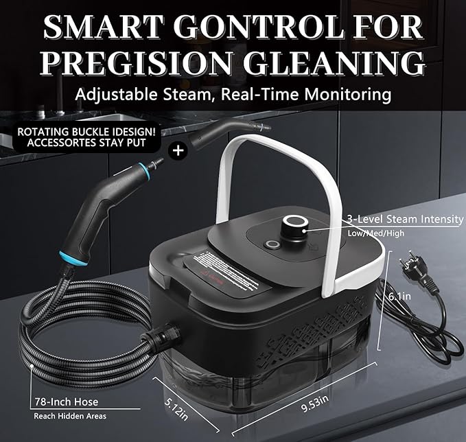Steam Cleaner Steamer for Cleaning 2500W Pressurized Steam Cleaner with 12 Attachments Portable Steamer Cleaner for Home Car Kitchen Bathroom Furniture Tile Grout (White)