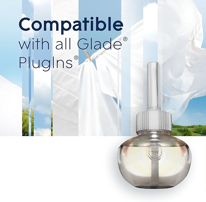 Glade PlugIns Refills Air Freshener Scented and Essential Oils for Home and Bathroom Clean Linen 6.7 Fl Oz 10 Count