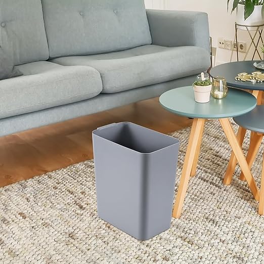 Gloreen 16 L Plastic Rectangle Trash Bins 3 Pack Open Top Garbage Cans Grey