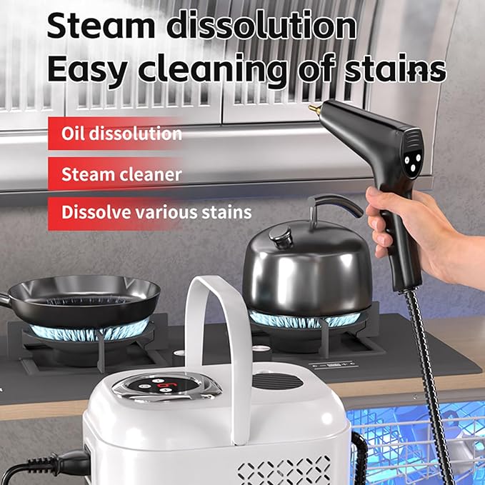Pressurized Steam Cleaning Machine Handheld Steam Cleaning Machine with 1700ml Water Tank &amp LCD display 6 Gear Adjustment Suitable for Kitchen Bathroom Floor Tile Gap Cleaning