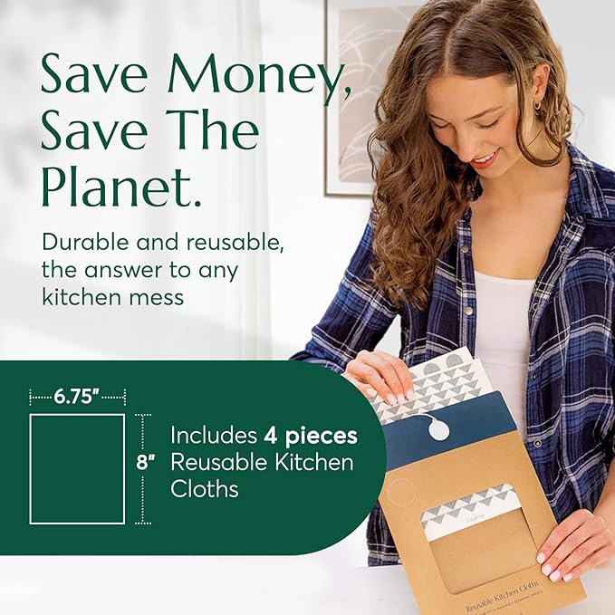 CLEANOMIC Reusable Kitchen Cloth Garbage Disposal Cleaner &amp Fabric Softener Sheets Bundle