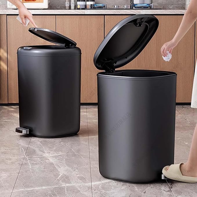 Foot Pedal Trash Can with Lid Large Capacity Trash Can Waste Bin Garbage Can Rubbish Bin Wastebasket Paper Basket Pedal Trash Bin for Kitchen Bathroom Bedroom Living Room