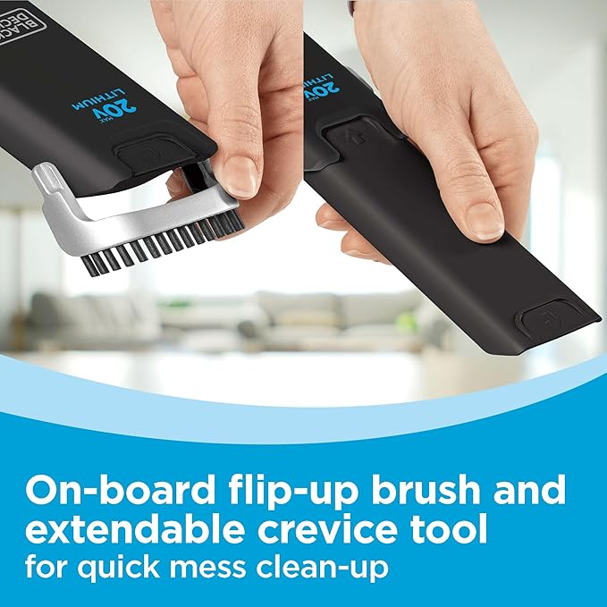 BLACK+DECKER dustbuster 20V Hand Vacuum Cordless Rechargeable Car Vacuum Portable Powerful Suction AdvancedClean Hand Vac with Extendible Crevice Tool Flip-Up Brush and Charging Base (BDH2000L)