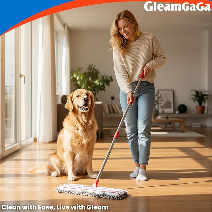 Microfiber Mops for Floor Cleaning Flat Dust Mop with 4 Washable Pads Dual-Sided Flip Mop for Wet &amp Dry Use Extendable 62’’ Handle with Scraper Floor Mops for HardwoodLaminateVinylKitchenT