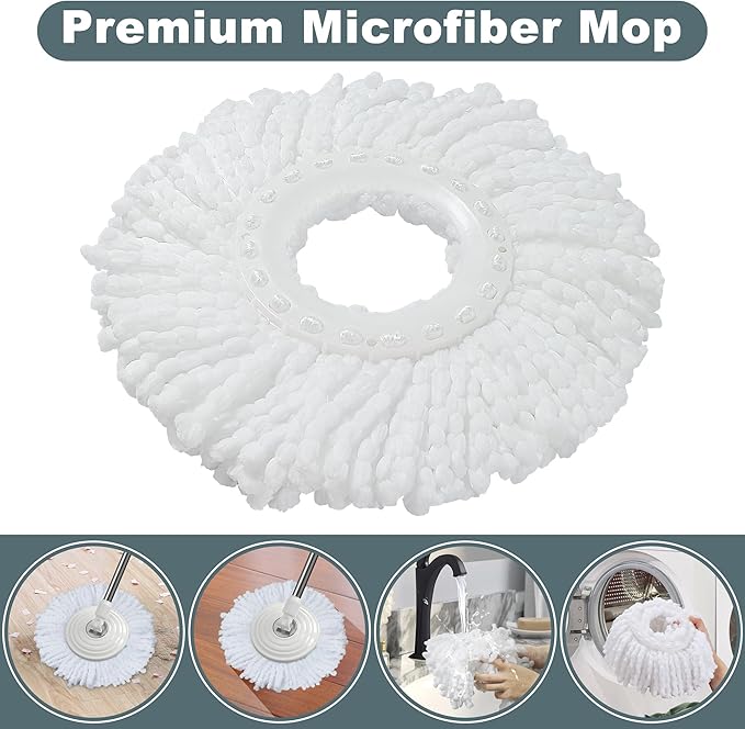 Mop and Bucket with Wringer SetSpin Mop and Bucket System Mops for Floor CleaningHousehold Supplies Tools with 6 Replacement Refills61 Extended Handle for Household Hardwood Floor - White