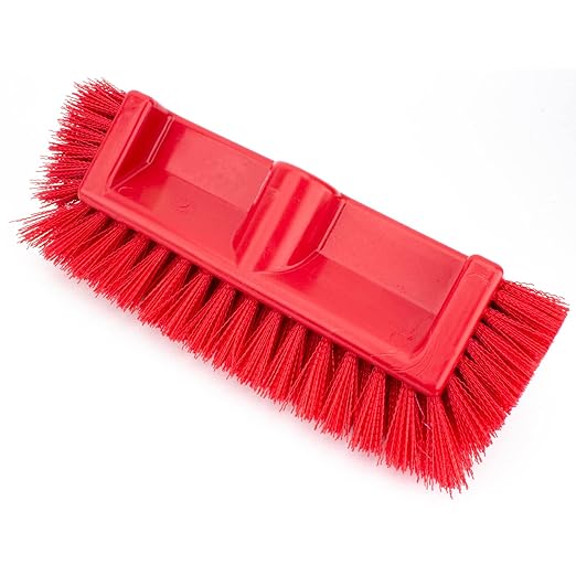 SPARTA Multi-Level Tile Scrub Brush 12 Wide Brush Head Heavy-Duty Tile Cleaning Brush with End Bristles for Commercial Tiles Tubs and Floor Plastic 12 Inches Red