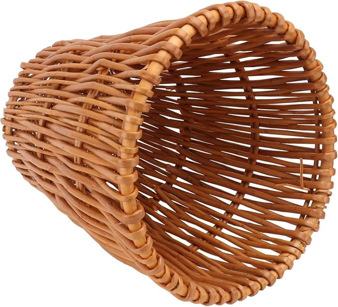 Unomor 1pc Woven Wastebasket Rattan Trash Can for Bathroom Bedroom Office Compact Design Stylish Decorative Storage Container Natural Diameter Height