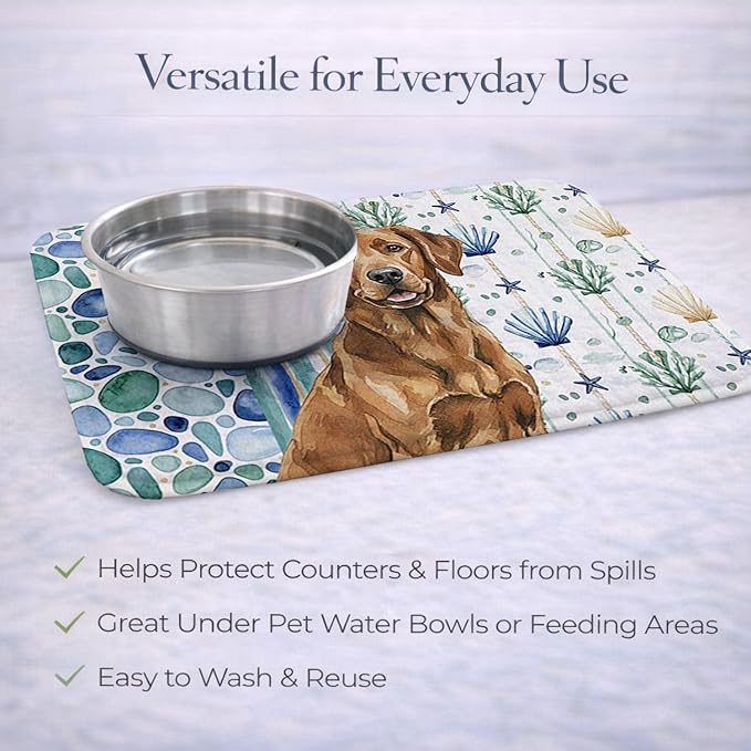 Caroline's Treasures Chesapeake Bay Retriever Coastal Sea Glass Dish Drying Mat Absorbent Dish Drying Mat Pad for Kitchen Counter Dish Drainer Mat for Countertop 14 x 21 Multicolor