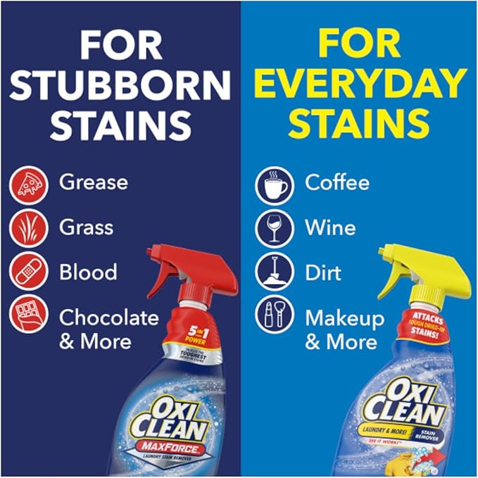 OxiClean Max Force Laundry Stain Remover Spray 12 fl oz + 48 Fl Oz Refill Bottle Kit 60 Fl Oz Total