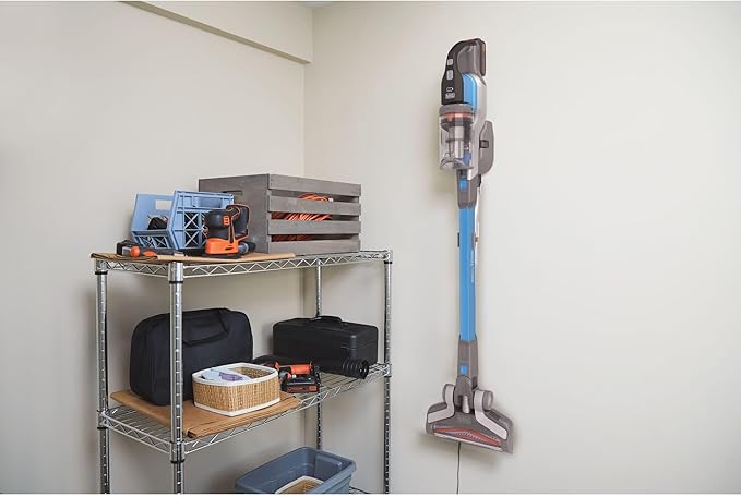 BLACK+DECKER Cordless Vacuum Powerseries Extreme Stick Vacuum Cordless Rechargeable Interchangeable Floorhead with Crevice Attachment 3 Speed Control Lightweight Blue (BSV2020G)