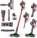 Hearten Cordless Vacuum CleanerUpgraded Stick Vacuum with LED Display Anti-Tangle Self-StandingAnti-TangleLightweightVacuum Cleaner for Home Pet Hair Carpet Hardwood Floor (A-Red)