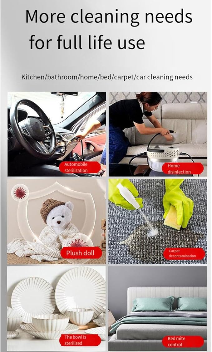 2500W Handheld Steam Cleaner with 3 Brush Heads 6-Speed Air Volume Adjustment Suitable for Cleaning Ovens Furniture Cars Glass Floors