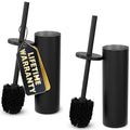 2 PCS Black Toilet Brush and Holder Set - Scratch Resistant Black Toilet Bowl Brush and Holder with Soft Bristles Replaceable Head Protection from Splashes and Compact Design - for Cleaning