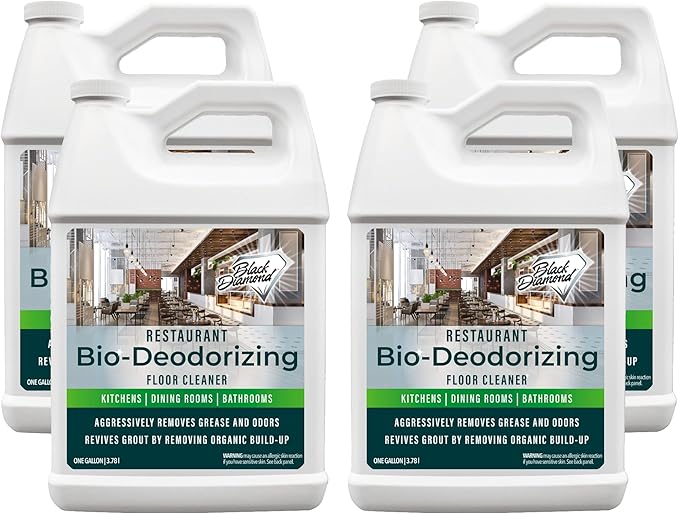 Restaurant Bio-Deodorizing Floor Cleaner Heavy Duty Concentrated Enzyme Degreaser &amp Odor Eliminator for Use in Mopping Bathroom Kitchen and Dining Room. Removes Grease &amp Urine Odors. (4)