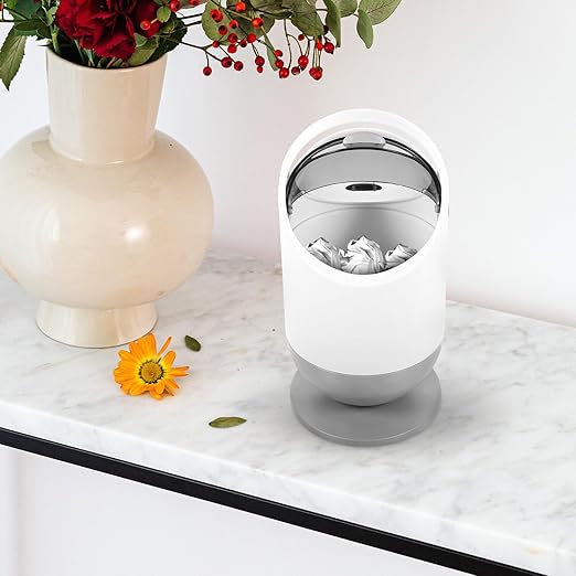 Alipis Mini Desktop Trash Can Swing Lid Handheld Countertop Wastebasket Cute Garbage Bucket Container Waste Bin Decorative Rubbish Bin Small Organizer for Office Bathroom 26.00X13.00X13.00CM Grey