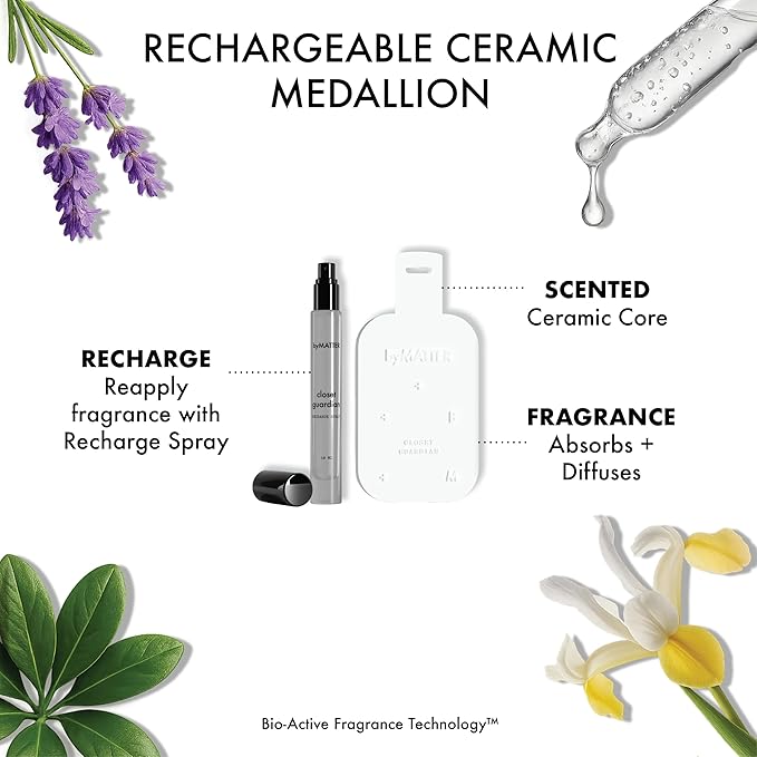 byMATTER Closet Guardian Natural Lavender Spray – Air Freshener Hanging Ceramic Plate &amp French Lavender Spray Fragrance Set for Wardrobes Drawers &amp Clothing (200G / 7. Fl Oz)