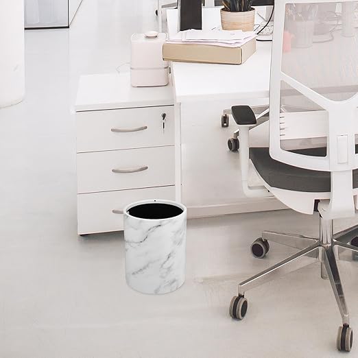 Marbling Wastebasket 12L Medium Plastic Trash Bin Open Top Double-Layer Garbage Can for Home Office Bedroom Bathroom