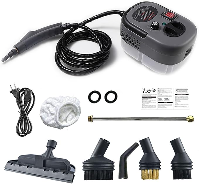 2500W Portable Handheld Steam Cleaner Multi-Function Nozzle/6-Speed Adjustment for Stain Removing Kitchen Bathroom Tiles Range Hood car Windows