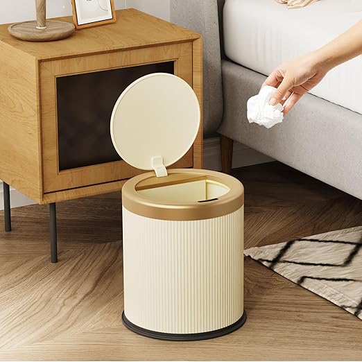 stonespace Bathroom Trash Can Automatic Touchless Motion Sensor Trash Can for Bathroom Office Bedroom 2.8 Gallon Dog Proof Garbage Can Cream White