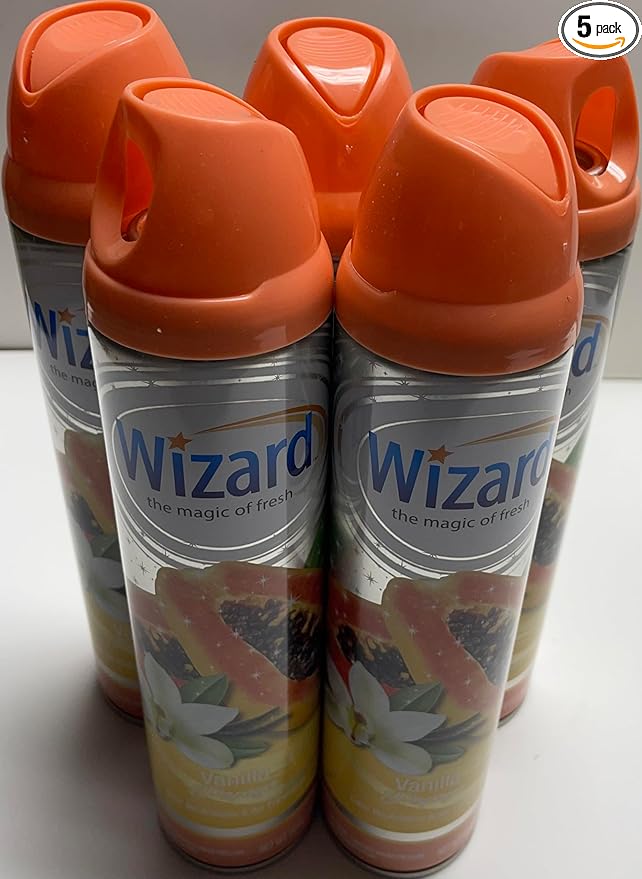 Wizard The Magic of Fresh | Odor Neutralizer &amp Air Freshener - 10 Oz. Vanilla papaya (Pack of 5) (Packaging May Vary)