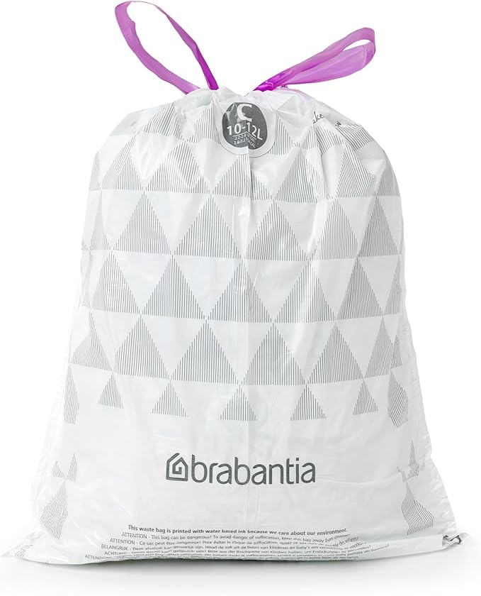 Brabantia 361982 40 Trash Bags Dispenser 2.6-3.2 Gallon White