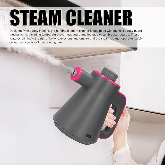 Handheld Steam Cleaner 1000W Multipurpose Steam Cleaner for Home Car Bathroom Grease with Accessories and Safety Valve (US Plug 110v)