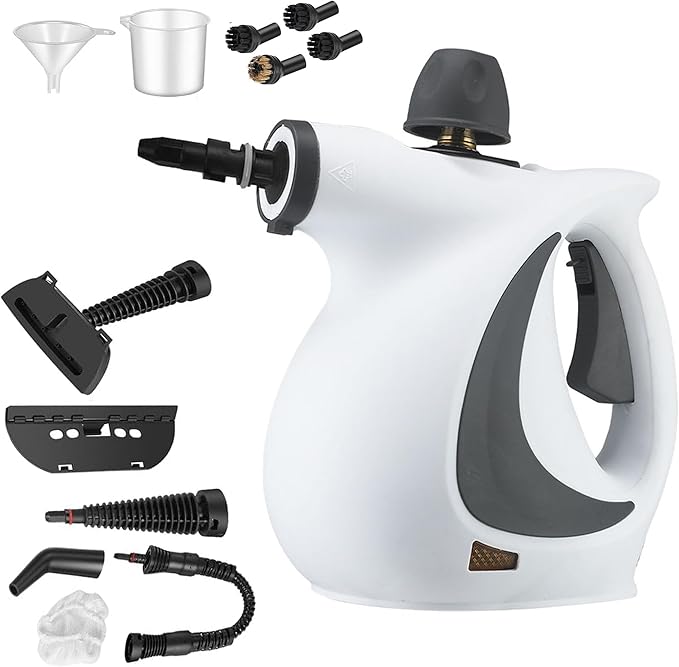 Handheld Pressurized Steam Cleaner with 12 pcs Accessories Portable Steamer for Cleaning Steam Cleaner for Home Use Steamer for Cleaning Car Furniture Floor Upholstery Grout and Tile Deep Gray