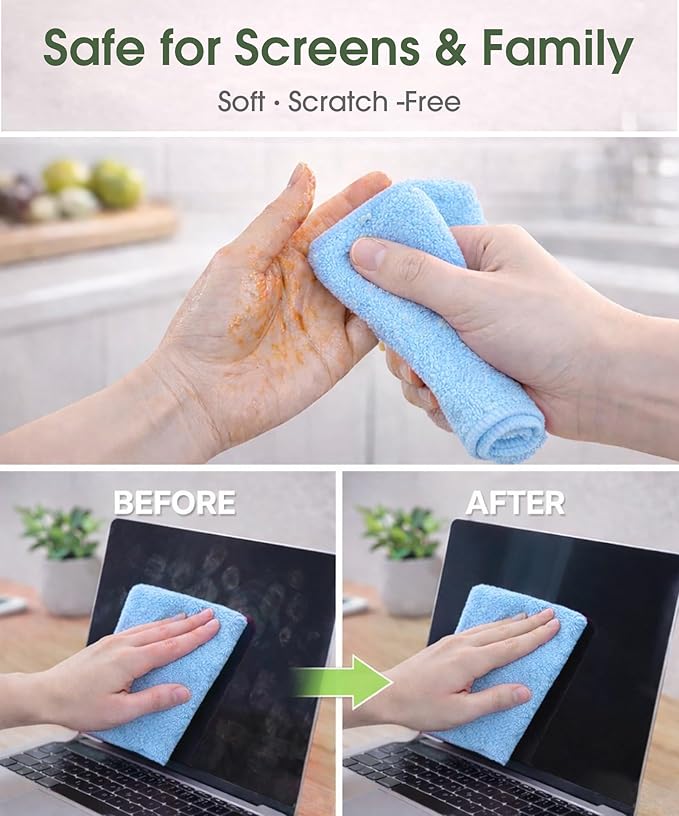 Microfiber Cleaning Cloth Roll - 100 Pack Tear Away Microfiber Paper Towels Reusable Washable Scratch-Free Kitchen Towels for Car Home Kitchen Glass Dishes (Blue)