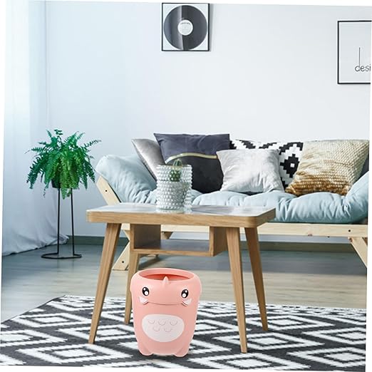 PRETYZOOM Cartoon Dinosaur Trash Can Capacity Wastebasket for Boys and Girls Room Lidless Waste Bin Clamping Ring Decorative Home Office Storage