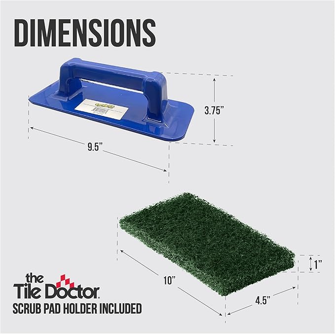 Scrub Doctor 6-Pack of 10 x 4.5 x 1 in. Large Green Scrub Pads and Scrub Pad Holder Scrub-HLD-L-GRN-6 Heavy-Duty Scrubbing Pads for Boat and Automotive Surfaces Dishes Kitchens and Paint Scuffing