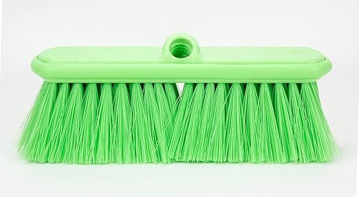 SPARTA Flo-Thru Heavy-Duty Deck Scrub Brush Nylon Bristled Boat and Floor Scrub Broom with Protective Bumper for Floors and Large Equipment Plastic 9.5 Inches Lime (Pack of 12)