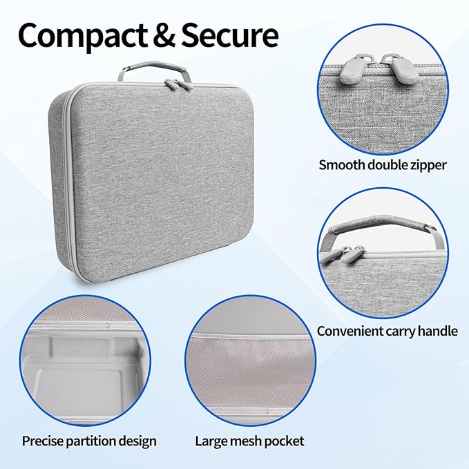 Hard Organizer Bag for Ecovacs mini window cleaning robot Protective Carrying Case(35 * 25.5 * 8.5CM/13.77 * 10 * 3.34inch) (Grey)