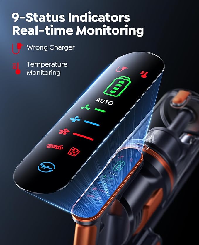 Fieety Cordless Vacuum Cleaner 650W/55KPa/70Min Runtime Stick Vacuum with 3.3Ft Hose Wall Mount Charging Auto Mode Touchscreen Self-Standing Vacuum Cleaner for Home/Pet Hair/Carpet/Car Fragrance