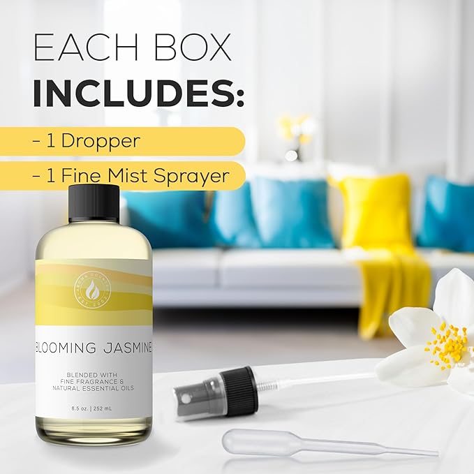 Aroma Country Blooming Jasmine Diffuser Oil - Luxury Essential Oils for Diffuser Refill &amp Air Freshener Room Spray - Long-Lasting &amp Natural Home Fragrance Scented Oil (8.5 Fl. oz)