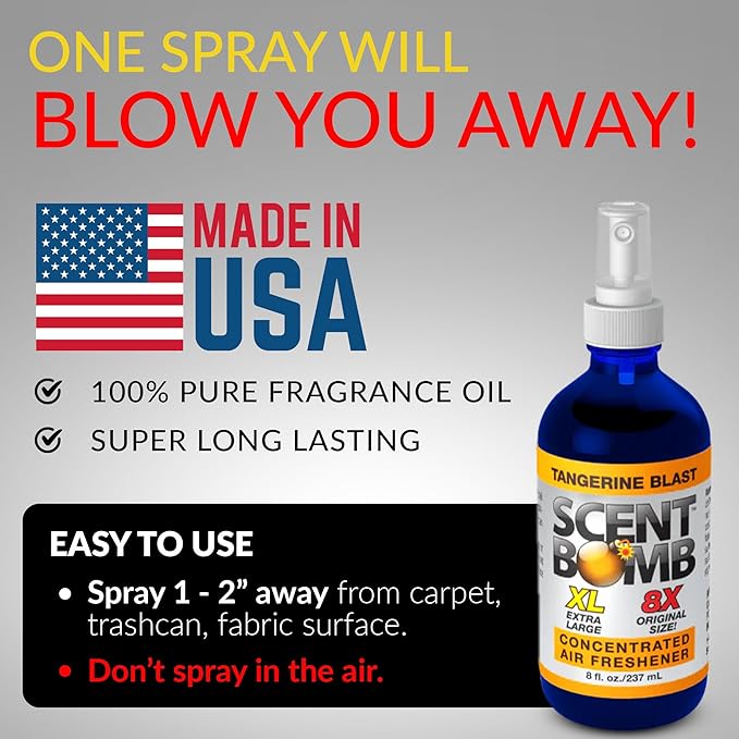 Scent Bomb Air Freshener Spray Long-Lasting Odor Eliminator for Home &amp Car Effective Deodorizer Spray for Kitchen Bathroom Fresh Room Spray &amp Smell Neutralizer Tangerine Blast