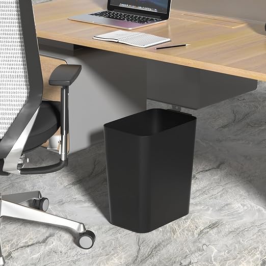 4.5 Gallon Slim Plastic Wastebasket 3 Pack Rectangular Small Trash Can Wastebasket for Office Bathroom Kitchen Black