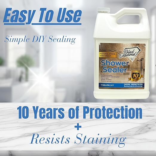 Natural Stone and Grout Penetrating Shower Sealer. Marble Granite Travertine Limestone. Protects The Surface from Damage and Build-up for up to Ten Years! (1 Gallon)