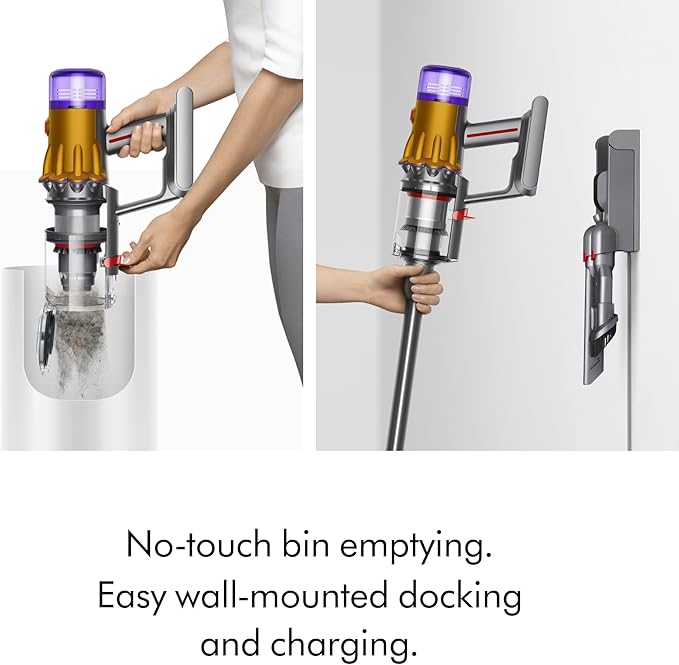 Dyson V12 Detect Slim Cordless Vacuum CleanerYellow/Iron (Renewed) Large