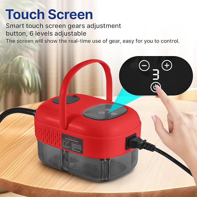 Pressurized Handheld Multi-Surface Steam Cleaner with 8pcs Accessories Smart Touch Screen 6 Levels Adjustable Deep Cleaning Steamer with Portable Handle for Clothes Car Glass Window Kitchen
