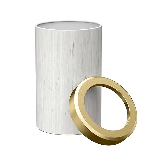 Gatco Small Bathroom Trash Can with Lid Round 3 Gallon Wastebasket Under Sink White Oak with Brushed Brass for Bathroom Bedroom Office (1932B)