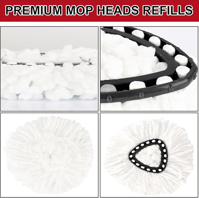 12 Pack Spin Mop Replacement Heads 100% Microfiber Spin Mop Refill for Easy Wring Compatible with Triangle Spin Mop 360 Degree Spinning Mop Replace Head for Floor Cleaning