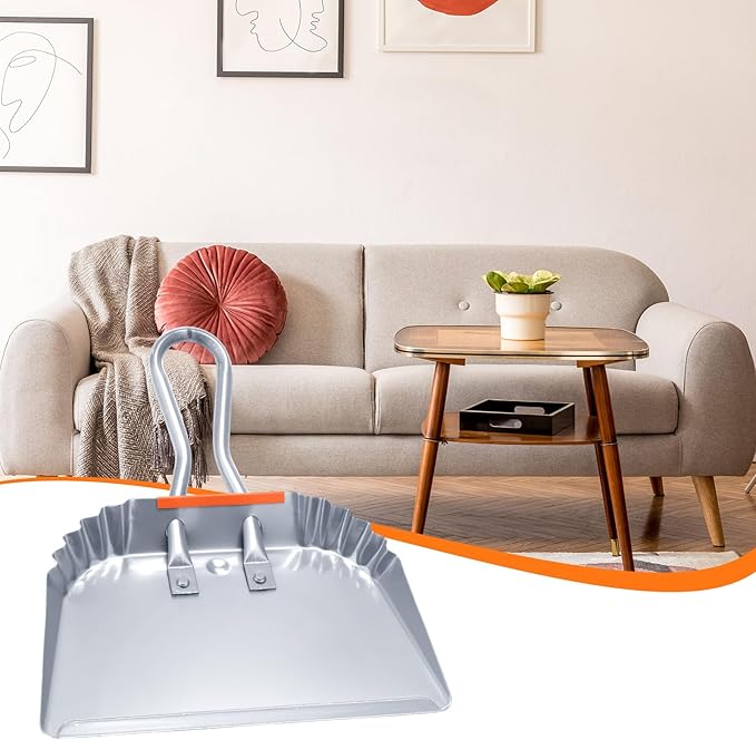 Mumufy 4 Pack Industrial Metal Dustpan 12 Heavy Duty Dust Pan with Handle Handheld Dustpan Wide Scooper Dust Debris Sweeping Tool Precision Edge Ideal for Cleaning Indoor Outdoor Surfaces (Silver)