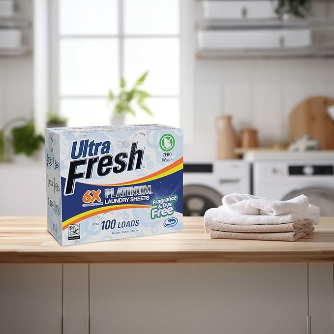 Ultra Fresh Platinum 4 Pack Laundry Soap Detergent Sheets Ultra Concentrated Stain Fighting Fragrance &amp Dye Free 400 Loads