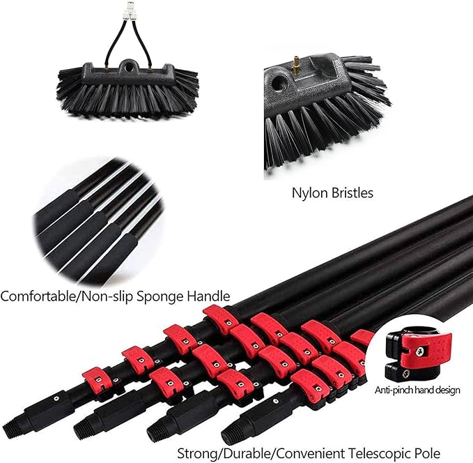 Extendable Window Cleaning Kit for Photovoltaic Panel Cleaningextendable Cleaner Roof Cleaning Kit for Cleaner Roof Photovoltaic Panel Cleaning35 cm Brush Head9M/30FT
